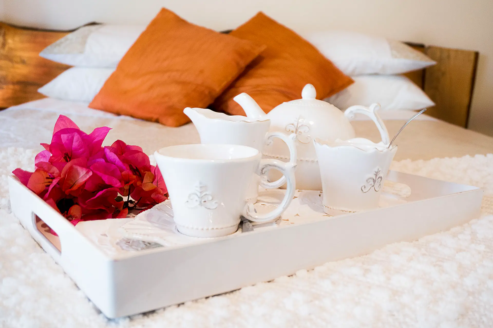Tea for two on the bed